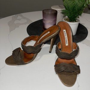 GUC Manolo Blahnik Heels, Bronze, size 39